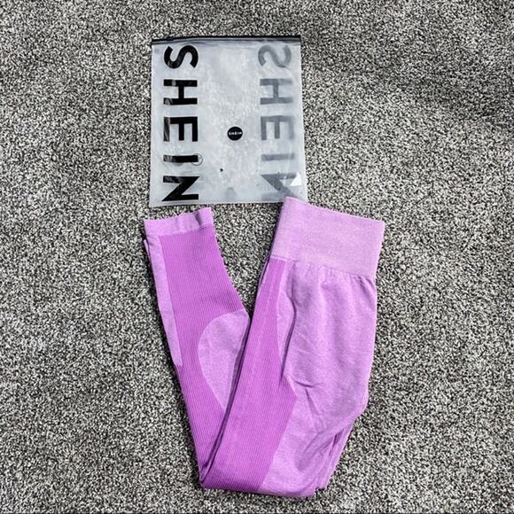 SHEIN Pink Seamless High Waist Workout Leggings Yoga Pants Women Activewear L - Picture 2 of 9